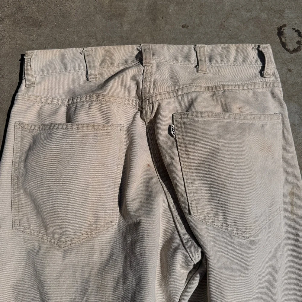 Vintage 60s Levis Big E White Tab Straight Leg Workwear Pants Cream white USA
